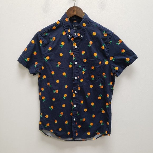 J. Crew Other - J Crew Mens Flex Washed Sim Fit Peach Shirt Size S Navy Blue Button Down Collar